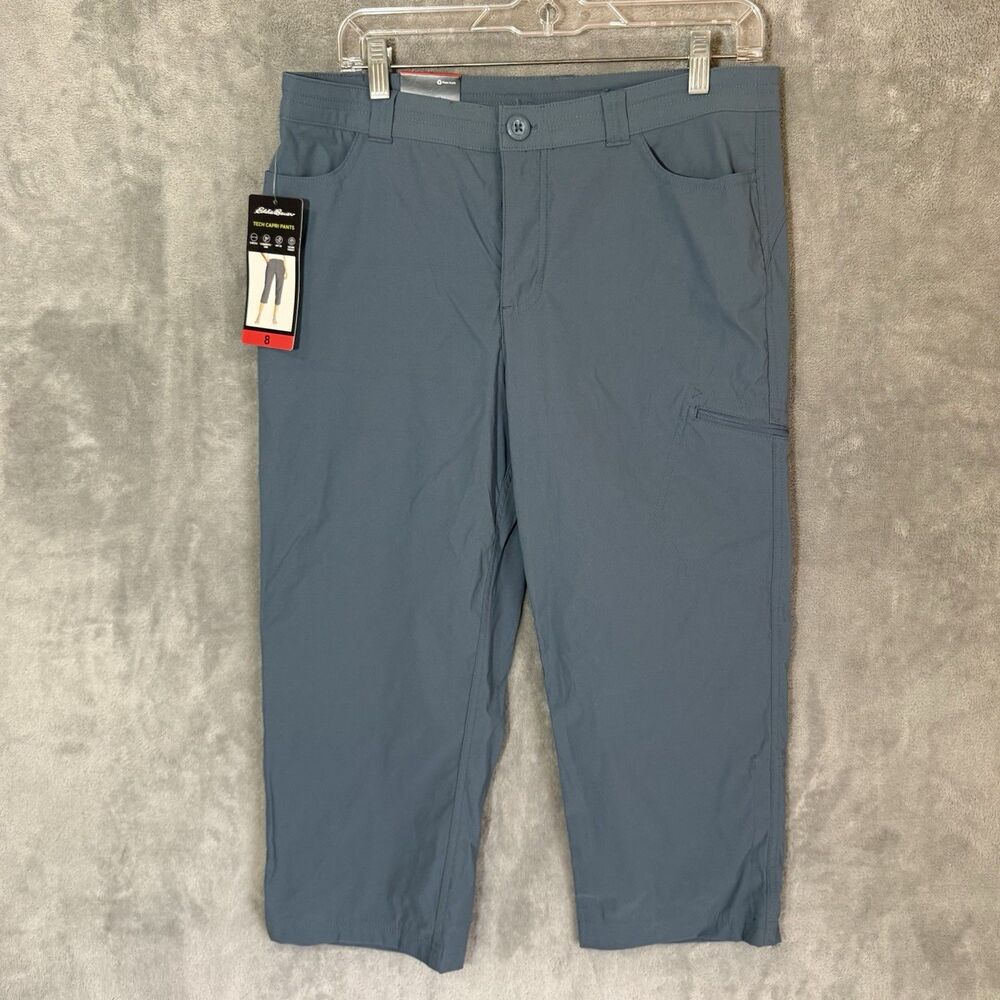 NWT Eddie Bauer Tech Capri Pants Gray Blue  Guide Guide Pro Hiking Outdoor